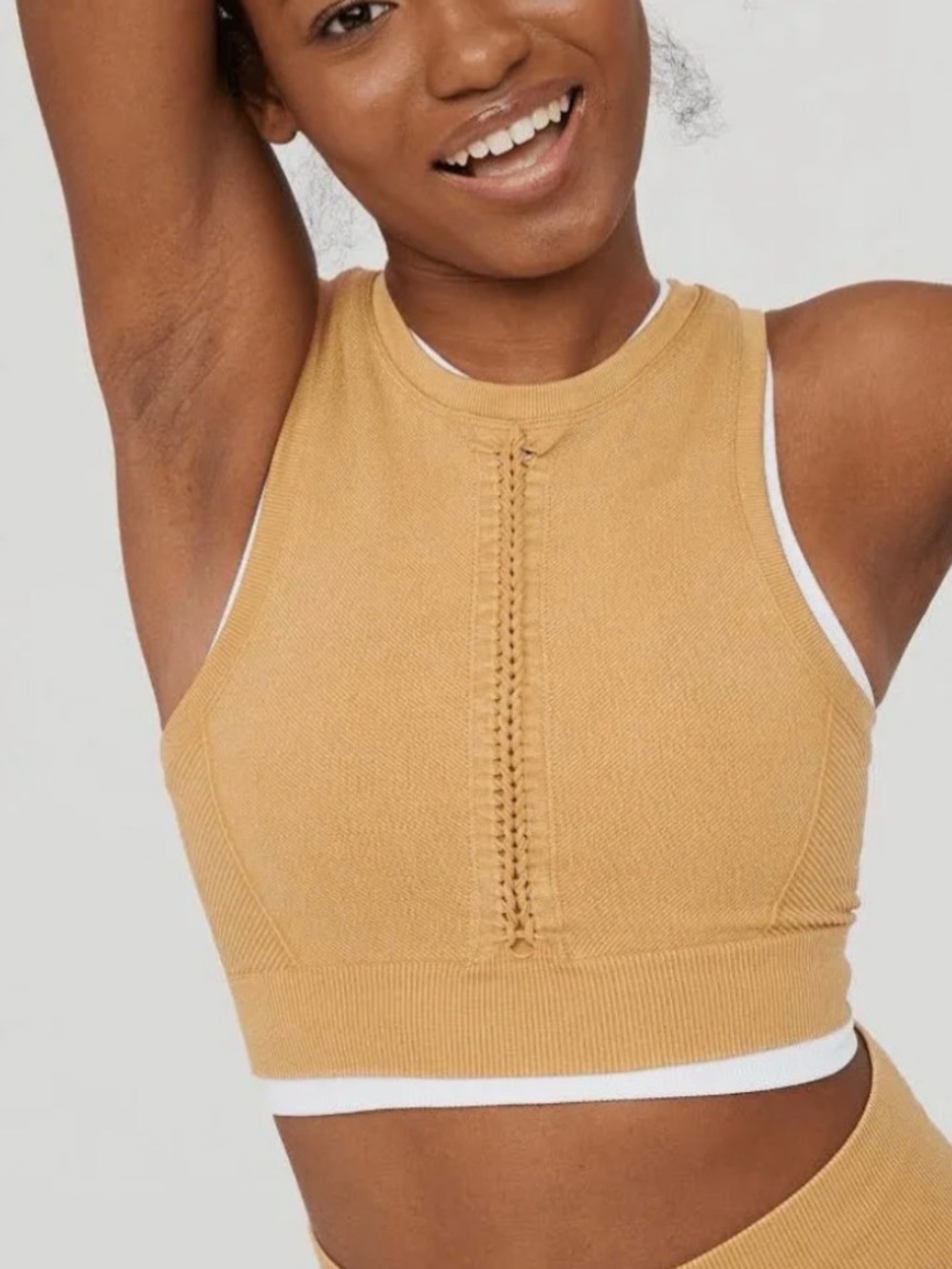 OFFLINE by Aerie Seamless Macrame Longline Sports Bra, medium.